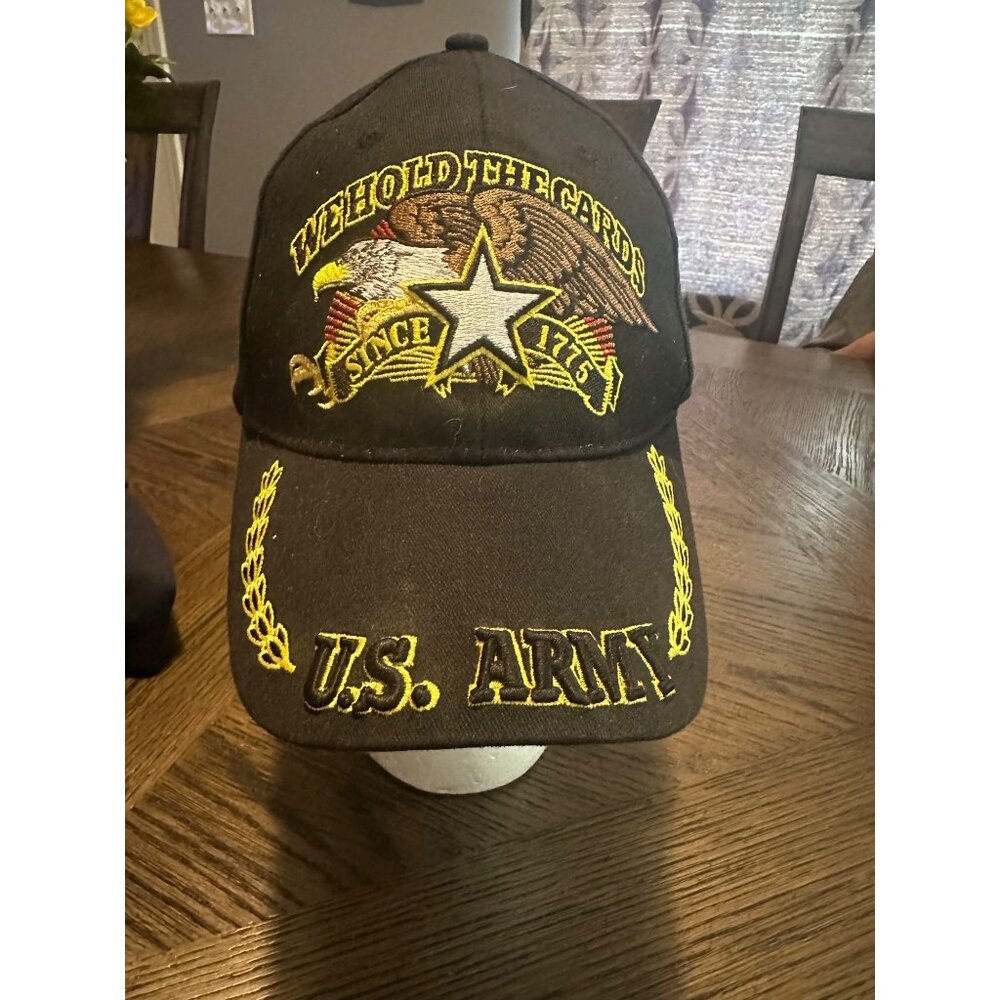 U.S. Army Embroidered Cap We Hold The Cards Since 1775 Eagle Crest Black Adjusta